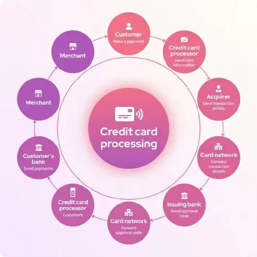 Diagram showing how credit card processing works in the United States
